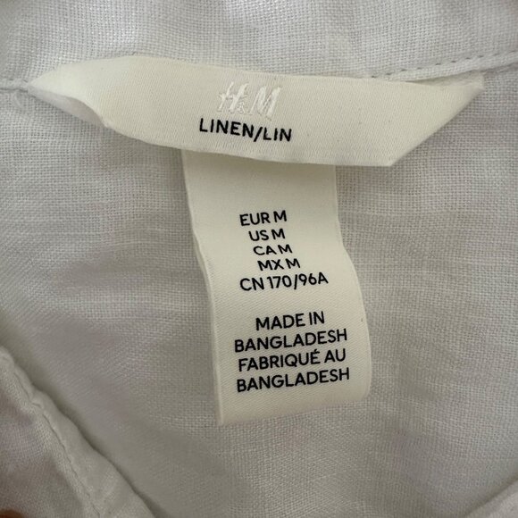 H&M Oversized Button Up Shirt Linen Minimalist White Lightweight Sz M - Picture 14 of 15